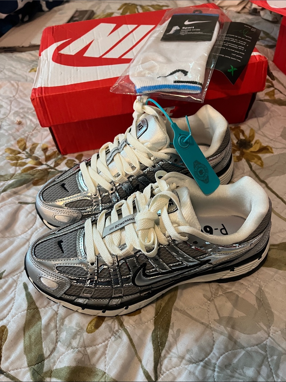 Nike Kids Silver and White Athletic Sneakers